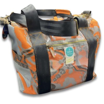 Annaré – Borsa da viaggio arancione x CuCilento limited edition Lorenzo Argenziano tessuti a stamoa