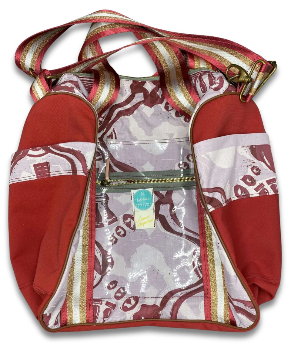 Annaré – Borsa da viaggio arancione x CuCilento limited edition Lorenzo Argenziano tessuti a stamoa
