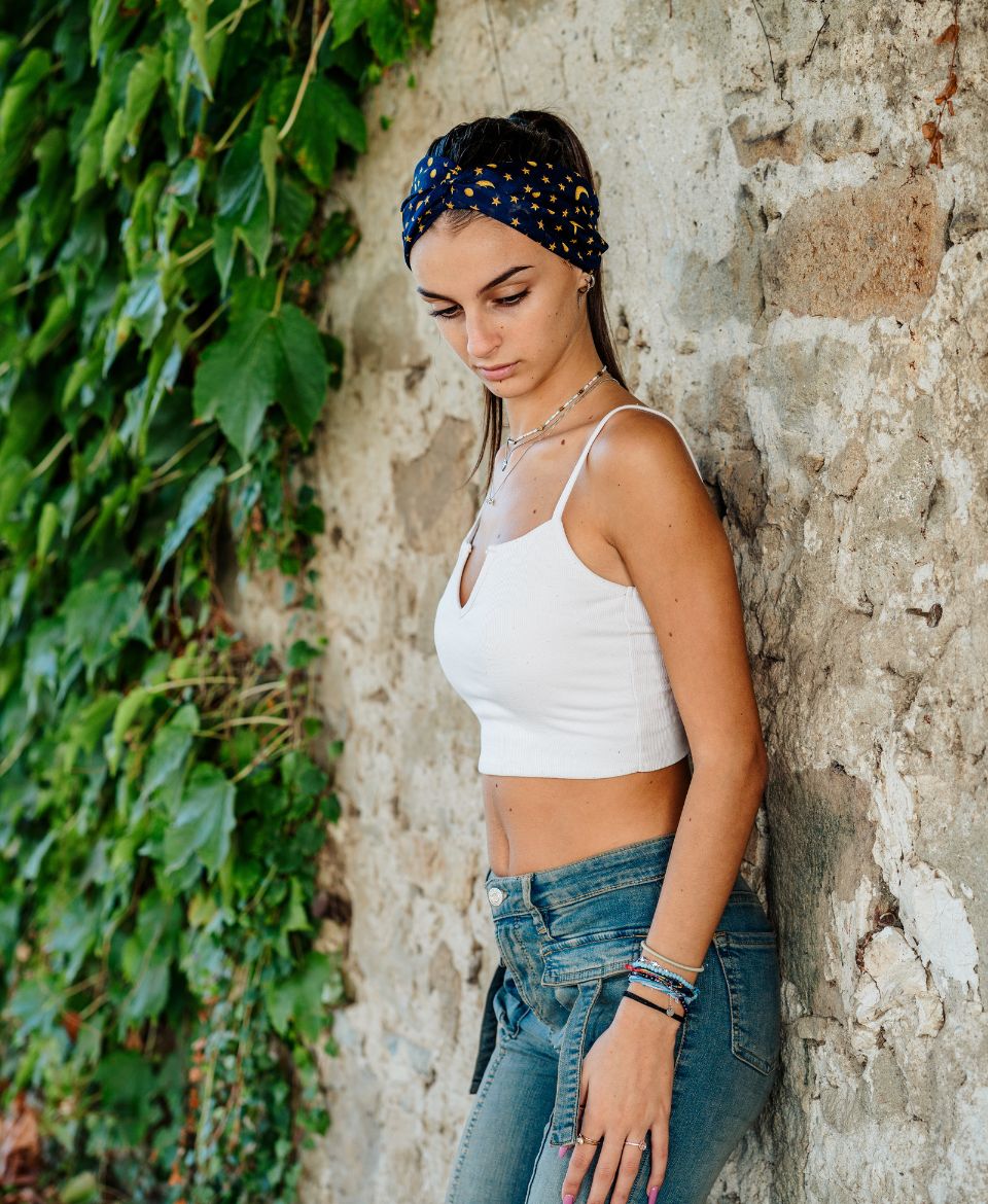 Fascia capelli Piaì collezione CuCilento tessuti colorati accessorio donna