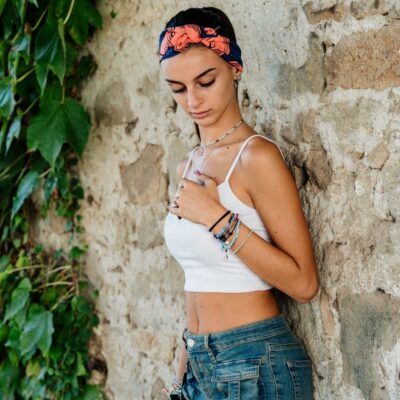 Fascia capelli Piaì collezione CuCilento tessuti colorati accessorio donna