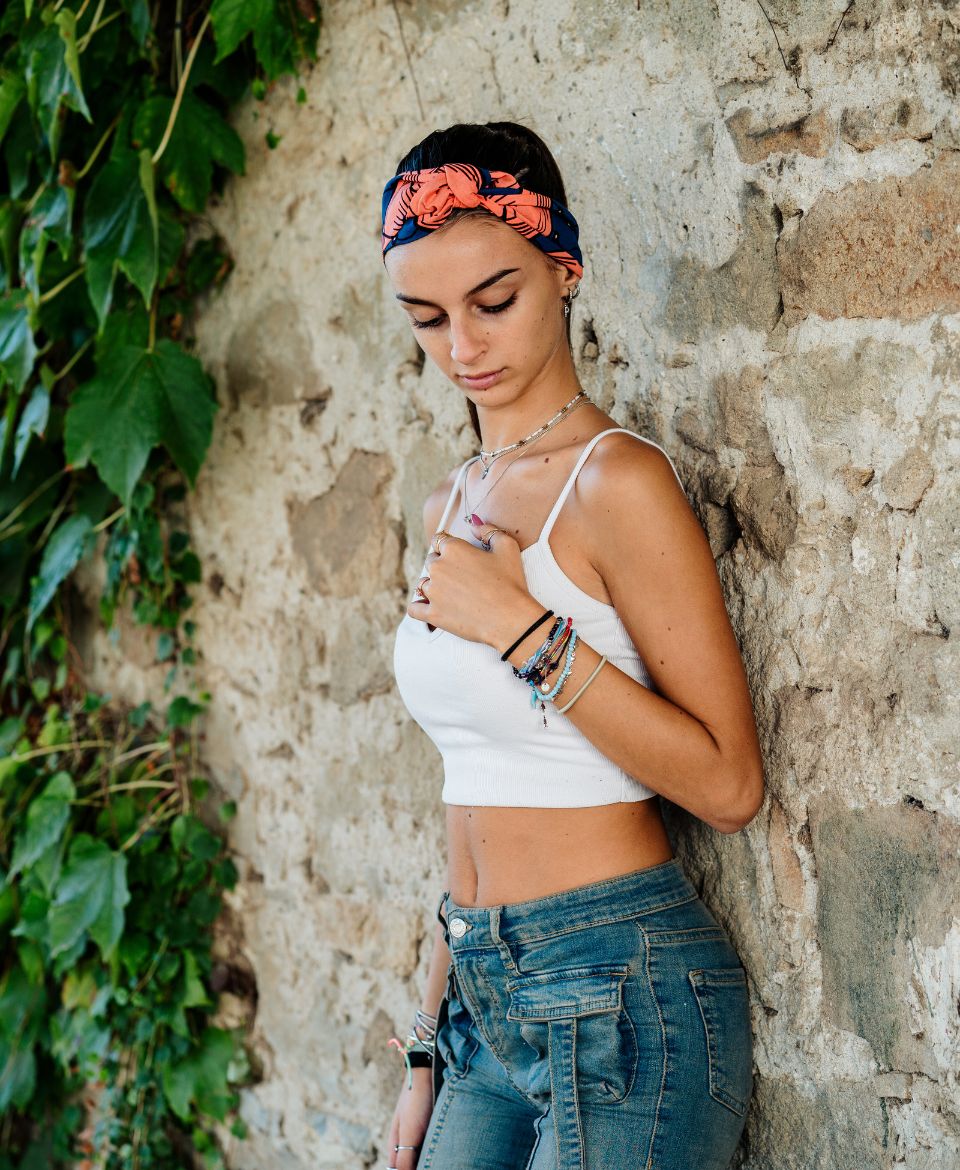 Fascia capelli Piaì collezione CuCilento tessuti colorati accessorio donna
