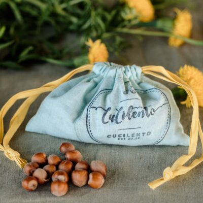 Lili sacchetto chiuso collezione CuCilento tessuto cotone con logo